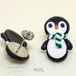 Kolczyki Świąteczne Pingwinki w Szalikach - Kolczyki Świąteczne Pingwinki z Biało-Zielonym Szaliczkiem - 3