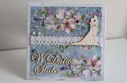 Kartka na ślub niebieska