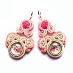 Hot Pink Flower kolczyki sutaszowe - 