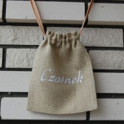 Worek na czosnek - biały haft