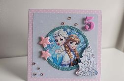 Kartka urodzinowa ręcznie robiona Kraina lodu Elsa i Anna