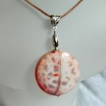 Agat ognisty, masywna moneta na rzemyku, wisiorek - 