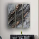 Tryptyk, ręcznie malowany obraz strukturalny, 120x90 cm - 