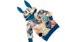 Bluza z kapturem i uszami liście turkus r.80 wyprzedaż