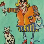 obraz olejny dama i kot - 