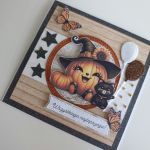 Kartka na urodziny imieniny jesienna Halloween ręcznie robiona - Kartka na urodziny imieniny jesienna Halloween ręcznie robiona