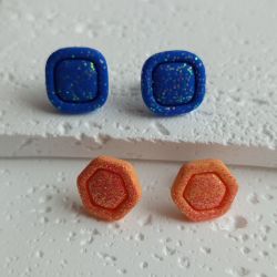 "Luna I" - kolczyki sztyfty z gliny polimerowej - zestaw 2 pary