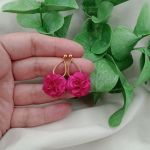 Lekkie małe kolczyki fuksja kwiaty sztyfty  - ciemna zima
