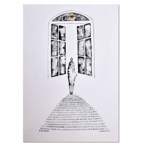 Verba sumus II, grafika, obraz malowany tuszem