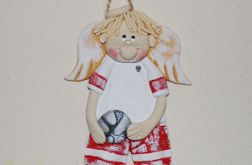 Będę piłkarzem - aniołek z masy solnej, prezent, dekoracja