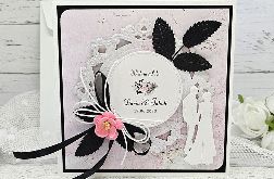 kartka na ślub różowo czarna SLB 022