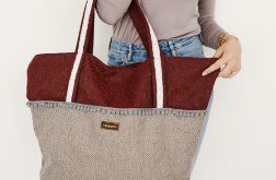 Torebka Huge Bag bordowo-szara plecionka