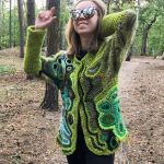 Zielony  cardigan freeform crochet - 
