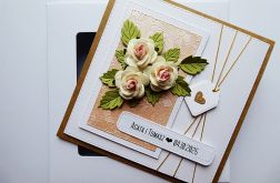 Kartka na ślub z różami handmade romantyczna