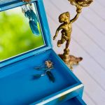 Toaletka z lusterkiem, motyw mandali, niebieska, orient, prezent - 