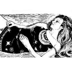 Anioł kobieta - Linoryt 70x33cm