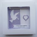 Elegancka kartka z gołębicą na Chrzest  - Kartka handmade w pudełku na Chrzest