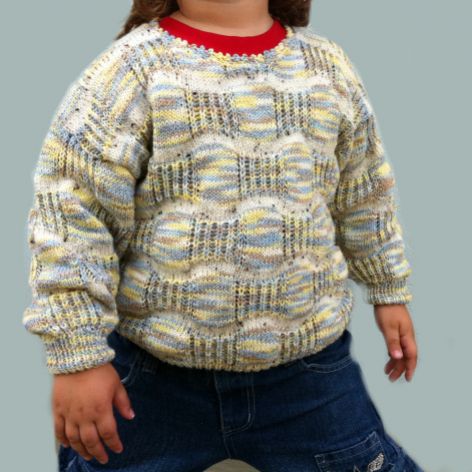 Sweterek dla dziewczynki na drutach z welny