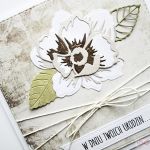 Kartka URODZINOWA w beżu - Kartka na urodziny z biało-beżowym kwiatem