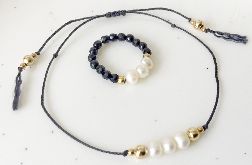 Zestaw - bransoletka i pierścionek trzy perły