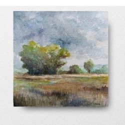 Pejzaż-akwarela formatu 15x15 cm 