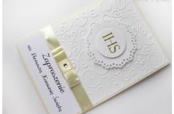 Zaproszenia komunijne z hostią i cyrkonią