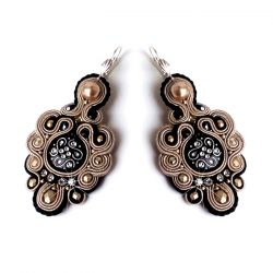 Kolczyki Beżowe z Czarnym