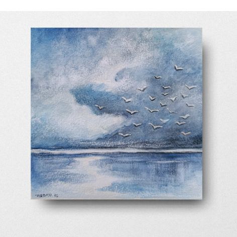 Morze 3-akwarela formatu 15/15 cm 