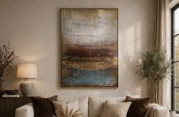 Duży obraz strukturalny ze złotem do salonu Abstrakcja XXL 100x80 cm