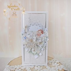 Kartka na chrzest pamiątka "Cherished" GOTOWA