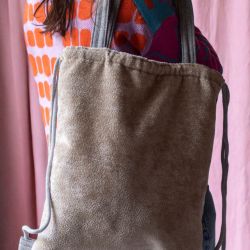 Kremowo-szary plecak torba 2w1