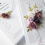 Kartka NA ZAWSZE RAZEM z różami #1 - Kartka ślubna z różowo-fioletowymi kwiatami