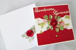 Kartka SERDECZNE ŻYCZENIA z różą