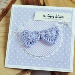 Kartka ŚLUBNA z szydełkowymi serduszkami - 