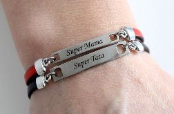 Super Mama i super Tata 2 bransoletki skórzane dla pary grawerunek