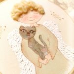 anioł z kotem obrazek na pamiątkę dla dziecka - obrazek z kotem