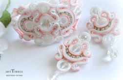 pudrowy róż, komplet ślubny sutasz