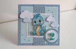 Kartka na urodziny roczek dinozaur dinuś