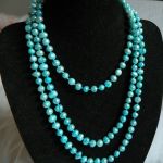 Naturalne błękitne perły słodkowodne, sznur pereł, naszyjnik - 