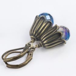 Kolczyki leśne dzwonki, blue shadow, kryształki krople