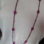 Naszyjnik Długi Sznur Kostki Fioletowe Szkło Weneckie - 