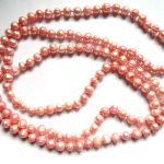 Perły natruralne, jasnoróżowy sznur pereł, naszyjnik - 