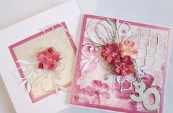 Kartka ROCZNICA ŚLUBU z różowymi kwiatami