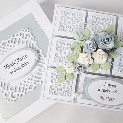 Kartka MŁODEJ PARZE koronkowa