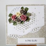 Kartka W DNIU ŚLUBU z kolorowymi różami - Pamiątka Ślubu z kolorowymi różami