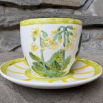 Porcelanowa, ręcznie malowana wiosenna filiżanka  - 