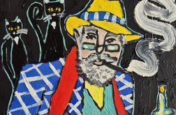 obraz olejny czarne koty wiedzą więcej