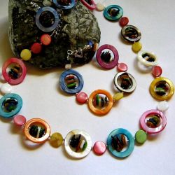 Bardzo kolorowa masa perłowa, zestaw biżuterii