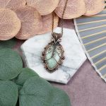 Miedziany wisiorek wire wrapping z amazonitem #531 - 