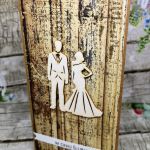 Ślubna kartka z motywem drewna 09 - kartka slubna z kieszonką na pieniądze